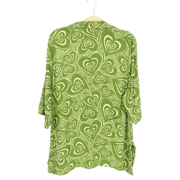 Lisa Says Gah Alyssa Wild Hearts Oversize Button-Up Shirt Green XL - Picture 4 of 7